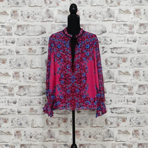 Nanette Lepore Funky Floral Blouse, Large - Picture 1 of 4